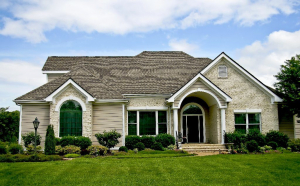 A white home with tinted windows